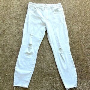 BP Nordstrom Raw Hem Skinny Size 29 High-Rise‎ Stretch White Distressed Jeans